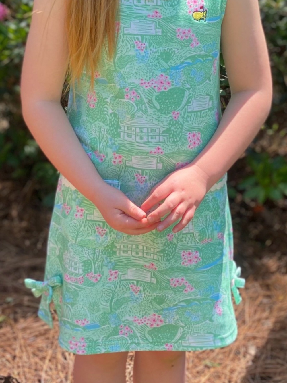 Masters Golf Tournament Girls Mint Green Scenic Tank Dress White Circle Trim